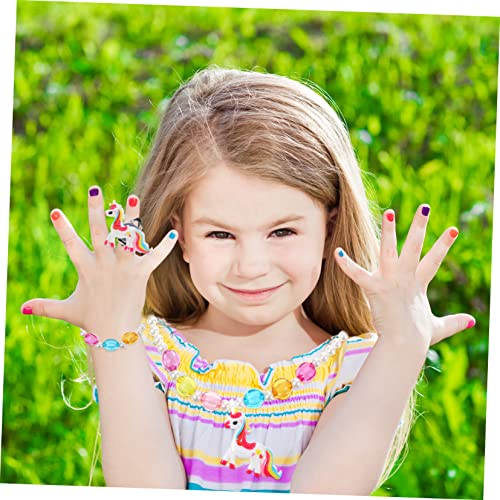 WRITWAA Schmuckset Einhorn Teilig Weiß mit Ring Armband Halskette und Ohrringen für Mädchen Leicht Langlebig und Farbenfroh für Partys Tanz und Fotoshootings von WRITWAA