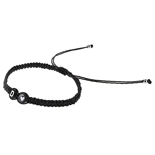 WRITWAA Schwarz-Weiß-Herz-Armband herren armband Geflochtene Armbänder für Herren Herzarmband handgefertigt schwarzes Seil Seilarmbänder einfaches Armband Buchstabe Seil Armband Liebhaber von WRITWAA