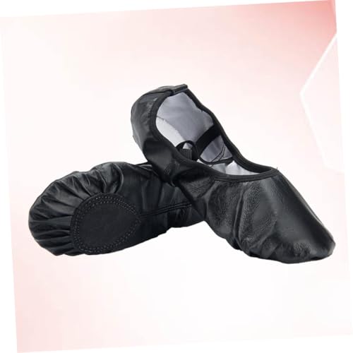 WRITWAA Schwarze Damen Ballettschuhe aus Oxleder mit Elastischem Riemen Leichte Fitness und Yogaschuhe Flexible Turnschläppchen Atmungsaktive Tanz und Trainingstasche von WRITWAA