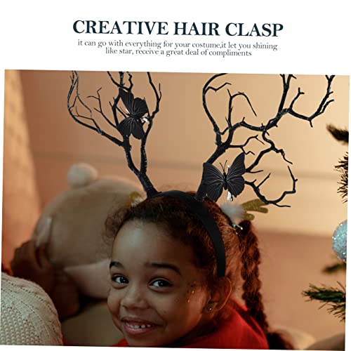 WRITWAA Schwarzes Geweih Haarreif Weihnachts Kopfschmuck Party Accessoire Leicht Cosplay Fotografie Requisite für Damen Mädchen von WRITWAA