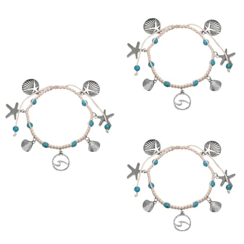 WRITWAA Knöchel Armband Geflochtene Fußkettchen Shell Damen Fußschmuck Sommer Strand Fußkette von WRITWAA