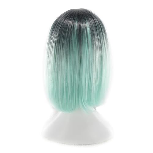 WRITWAA Farbverlaufs-bob-haar Für Damen Kostüm Für Alltag Und Partys Cosplay Hochwertiges Kunsthaar Hellgrüne Perücke Glatte Spitze Hochtemperaturfest von WRITWAA