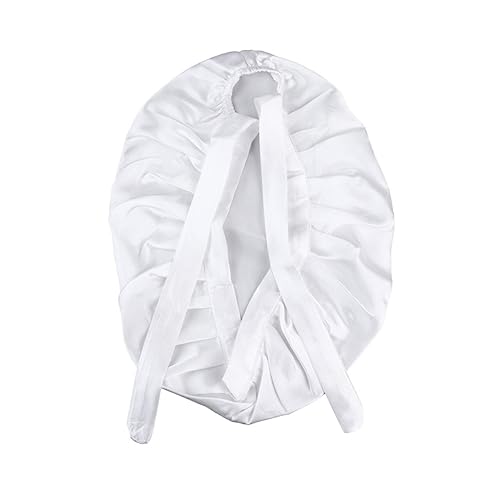 WRITWAA Seidenschlafmütze Für Frauen Haar Schutz Hut Einstellbare Kopf Abdeckung Nachtmütze Zum Schlafen Weiß Für Lange Haare Angenehm Zu Tragen von WRITWAA