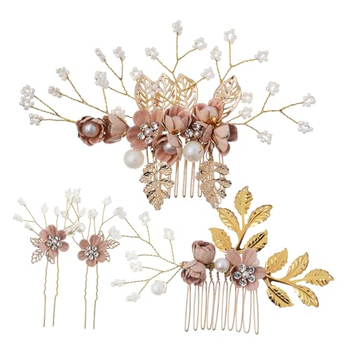 WRITWAA Seitliche Haarkämme Mit Blumen Strass-haarnadeln Dekorativer Brautschmuck Für Frauen Hochzeitshaarschmuck Robuste Zum Zurückhalten Der Haare von WRITWAA