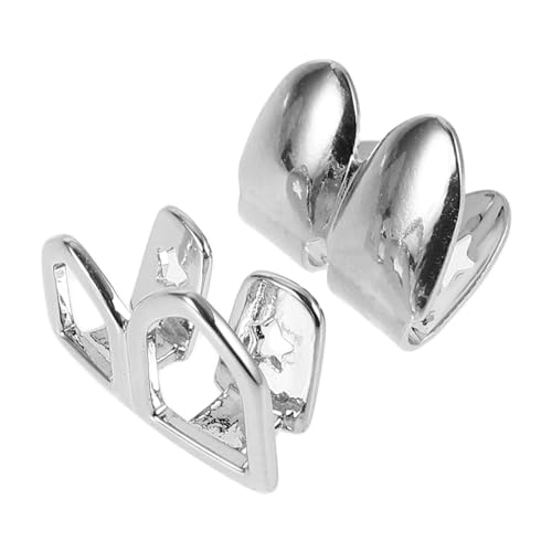 WRITWAA Silber Hip Hop Zahngrill Abnehmbare Metallzähne für Cosplay Party und Alltag Ergonomisch Geformt Komfortabel Sitzend Modisches Mundschmuck Zubehör von WRITWAA