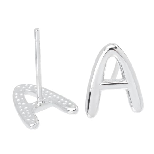 WRITWAA Silber Ohrstecker Buchstabe A Minimalistische Alphabet Ohrstecker mit Push Back Verschluss Damen Herren Ohrschmuck für Alltag und Party von WRITWAA