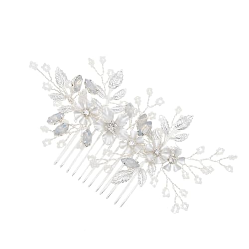 WRITWAA Silberner Haarkamm mit Perlen und Strasssteinen Eleganter Brautschmuck für Hochzeiten Partys und Besondere Anlässe Handgefertigter Haarschmuck für Bräute und Brautjungfern Einfach von WRITWAA