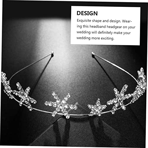 WRITWAA Silberner Haarschmuck mit Sechsstrahligem Stern Leichtes Party Haarband für Hochzeit Braut Tiara Komfortabler Kopfschmuck mit Funkelnden Strasssteinen Vielseitiges Accessoire für von WRITWAA