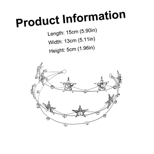 WRITWAA Silbernes Strass Diadem mit Fünf Punkte Stern Tiara Kopfschmuck für Braut und Frauen Haarteil für Hochzeit Party Cosplay und Festliche Anlässe von WRITWAA