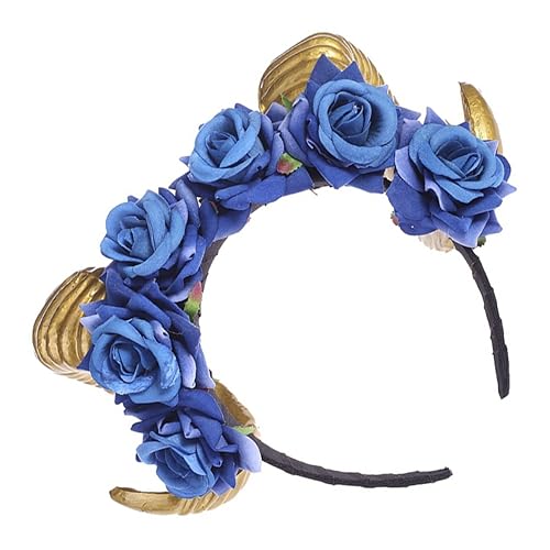 WRITWAA Simulation Horns Haarreif Mit Rosen Für Halloween Blumiger Kopfschmuck-accessoire Leicht Und Vielseitig Für Kostüme Und Partys Für Frauen Und Mädchen von WRITWAA