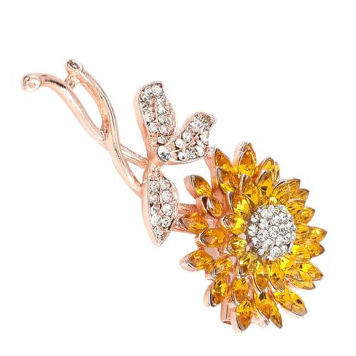 WRITWAA Sonnenblumen-Brosche Kristall-Sonnenblumen-Anstecknadel Sonnenblumennadel abstecknadeln pines Schmuck schmücken Mädchen Reversnadel Sonnenblumen-Pin-Brosche Mode Wäscheklammer Hut von WRITWAA