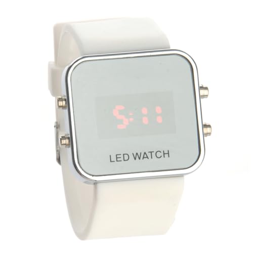 WRITWAA Fashion Square Mirror Unisex Digitale Armbanduhr Mit Ziffern Datumsanzeige Silikonband Weiß Stilvolles Accessoire Für Alltag Und Sport von WRITWAA
