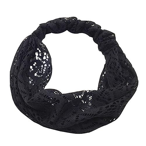 WRITWAA Spitzen Kopftuch Für Damen Schwarz Mit Spitzen-stirnband-design Atmungsaktiv Und Leicht Für Sport Und Partys von WRITWAA