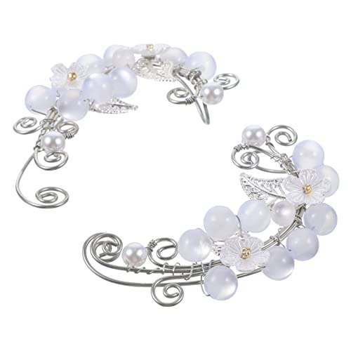 WRITWAA Statement Ohrclips Damen Ohrklemme mit Perlen und Blumen Dekor Leichte Modische No Piercing Ear für Mädchen Ohrmanschetten ohne Ohrlöcher Komfortabel Langlebig von WRITWAA