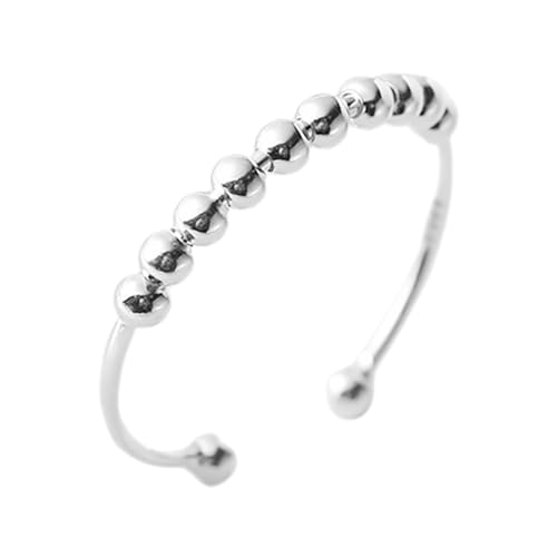 WRITWAA Sterling Silber Offener Beaded Ring Damen Verstellbar Stapelbar Eleganter Schmuck Für Alltag Verlobung Jubiläum von WRITWAA