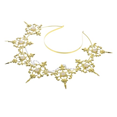 WRITWAA Stirnband Sonnenkostüm Für Erwachsene Kopfbedeckungen Für Frauen Römische Krone Göttin Kostüm Frauen Futuristisches Fotoshooting Flammenkrone Mondkrone Mond Kostüm Golden Legierung von WRITWAA