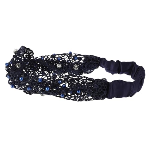 WRITWAA Stirnband Stirnband Haarschmuck Perlen Strassstirnband Haarband Aus Spitze Weitmaschiger Haarschmuck Spitzenstirnband Haarreifen Aus Strass Kopfbedeckung Aus Perlenspitze Polyester von WRITWAA