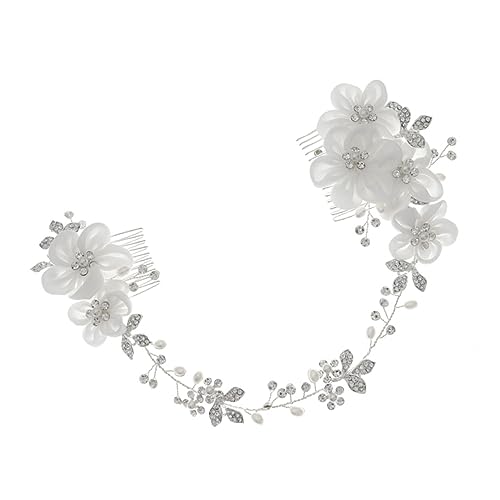 WRITWAA Stoffblumen Haarkamm Kämme Brautblumen Dutt Dekorativ Hochzeit Styling Formell Ausgefallen Brautjungfern Frauen Silber von WRITWAA