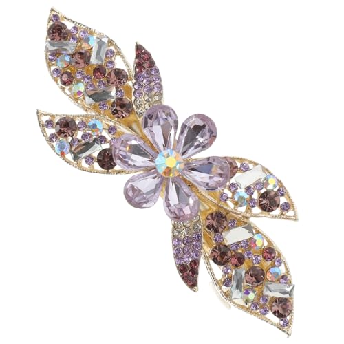 WRITWAA Strass-Blumen-Haarspange Brötchen Funkeln Haarspangen für Damen lockig Klammer Haarschmuck aus Strass Haarschmuck für Damen Haarbarrette Metall Violett von WRITWAA