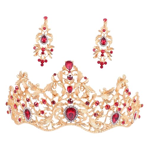 WRITWAA Strass Krone Tiara Ohrring Set Hochzeit Tiar Krone Tiar Kopfschmuck Kopfbedeckung Frauen Mädchen Bräute Schickes Design von WRITWAA