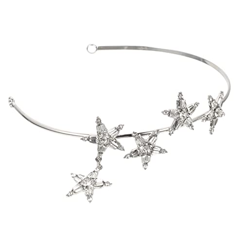 WRITWAA Strass Tiara Mädchen Strass-kopfschmuck Strassstern-stirnband Stilvoll Hochzeit Abschlussball Modische Stirnbänder Braut Haarband Elegant Braut- Legierung von WRITWAA