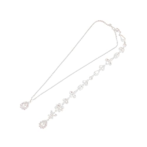 WRITWAA Kristallhalsketten Strass und Halskette Kristall Halskette Perlenhalsband eine Halskette Perlenkette Frauen Halskette Damen Rückenkette Diamant Anhänger Zubehör Braut von WRITWAA