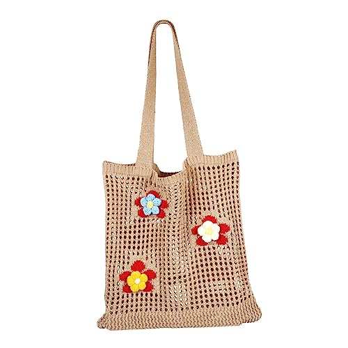 WRITWAA Strickhandtasche Damen Trendige Blumengestrickte Strandtasche für Sommer Robuste Einkaufstasche mit Hohem Fassungsvermögen für Picknick und Alltag Perfektes WRITWAA Strickhandtasche Damen Trendige Blumengestrickte Strandtasche für Sommer Robuste Einkaufstasche mit Hohem Fassungsvermögen für Picknick und Alltag Perfektes von WRITWAA