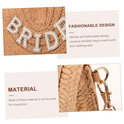 WRITWAA Strohgeflecht Schultertasche Damen Dekorative Crossbody Bag für Braut Multifunktionale Umhängetasche mit Großer Kapazität für Hochzeit Junggesellinnenabschied und Alltag Elegant von WRITWAA