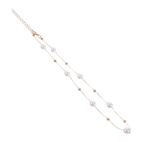 WRITWAA Stylische Damen Halskette mit Imitationsperlen Leichte Hautfreundliche Clavicle Chain mit Goldplattierter Oberfläche für Alltag Party und Hochzeitsschmuck von WRITWAA