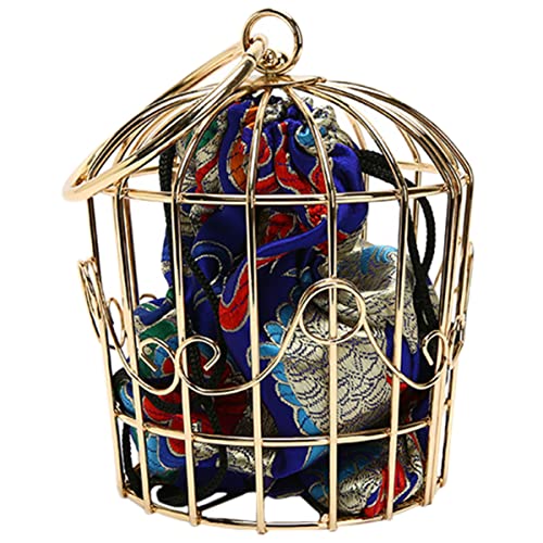 WRITWAA Tasche Für Vogelkäfig Einzigartig Frauentasche Portemonnaie-clutch Ethnische Umhängetaschen Tragetasche Puffertasche Eimer Handtaschen Für Frauen Umhängetasche Männer Blue Stoff von WRITWAA