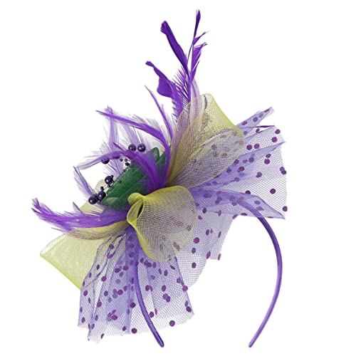 WRITWAA Tea Party Fascinator Hut Mit Bunten Federn Hochzeits Und Bankett-haarschmuck Eleganter Haarreif Für Damen Vielseitig Einsetzbar Leicht Und Zu Tragen Stilvolle Kopfbedeckung von WRITWAA