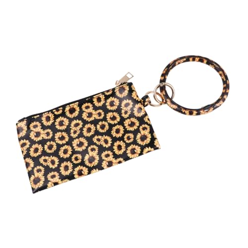 WRITWAA Titel Multifunktionale Damen-Handtasche Im Retro-Design Mit Gelbem Sonnenblumen-Druck Tragbares Pu-Portemonnaie Für Handys Visitenkarten Und Kleingeld von WRITWAA