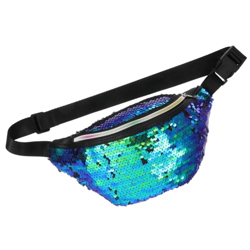 WRITWAA Meerjungfrau Pailletten HüFttasche Damen - Modische Schultertasche FüR Sport, Reisen Und Alltag, Verstellbarer Gurt, Schwarz/GrüN von WRITWAA