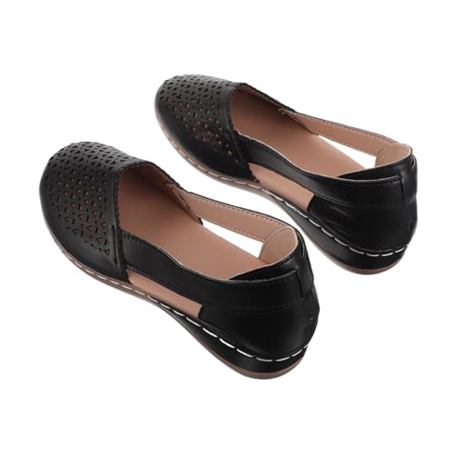 WRITWAA Trendige Damensandalen mit Keilabsatz Geschlossenem Zehenbereich und Atmungsaktivem Hohlraum-design Bequeme Schwarze Espadrilles für Sommer und Freizeit von WRITWAA