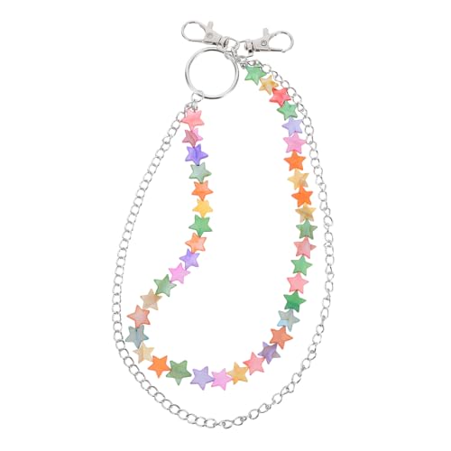 WRITWAA Trendige Verstellbare Hüftkette mit Farbigen Sternen Leichte Doppellagige Jeanskette für Damen und Herren Hautfreundliches Design Perfektes Accessoire für Strand und Party von WRITWAA