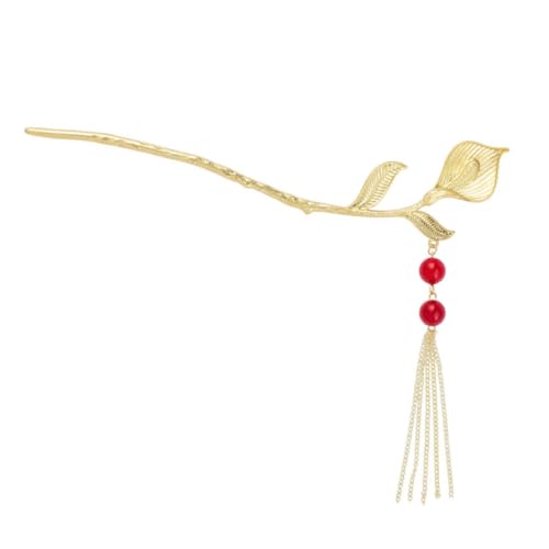 WRITWAA Tulpen-haarstab Mit Quaste Und Kette Japanisches Haaraccessoire Aus Chinesische Haarnadel Für Frauen Blumen-haarstab Im Antiken Stil von WRITWAA