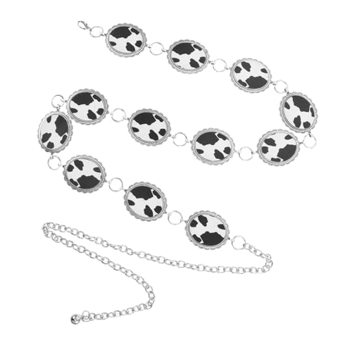 WRITWAA Verstellbarer Damen Waist Chain Belt und Legierung Cow Print Concho Design Leichter Hautfreundlicher Gürtel für Jeans Kleider Röcke Taillenkette für Vielseitigen Look von WRITWAA