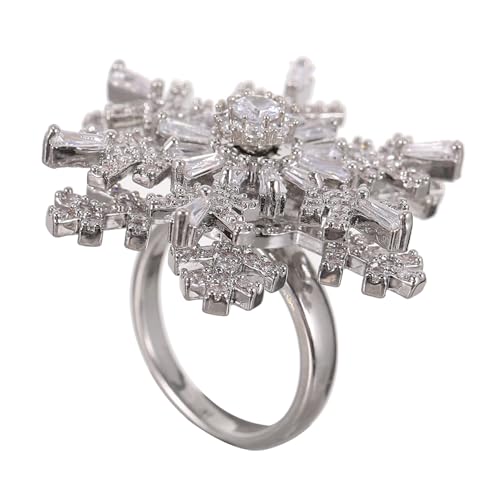 WRITWAA Verstellbarer Damenring mit Doppelter Schneeflocken Offener Drehring aus Hautfreundlichem Material Modisches Schmuckstück für Alltag und Festliche Anlässe von WRITWAA