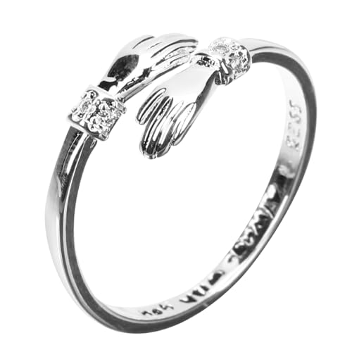 WRITWAA Verstellbarer Hugging Ring Damen Silber Offener Bandring Alloy Schmuck für Geburtstag Hochzeit Valentinstag von WRITWAA