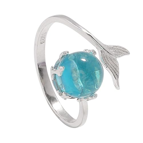 WRITWAA Verstellbarer Meerjungfrau Ring Für Frauen Charmanter Silber Finger Ring Mit Öffnung Für Besondere Anlässe von WRITWAA