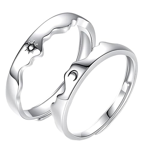 WRITWAA Verstellbarer und Mondring Paarring Offener Partner Schmuck für Liebe Symbol Einstellbar für Damen und Herren Romantisches Accessoire von WRITWAA