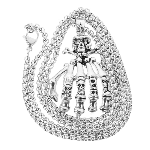 WRITWAA Vintage Halloween Herren Halskette mit Robustem Schädelanhänger Langlebige Gothic Kette für Männer Modisches Schmuckstück für Partys und Besondere Anlässe von WRITWAA