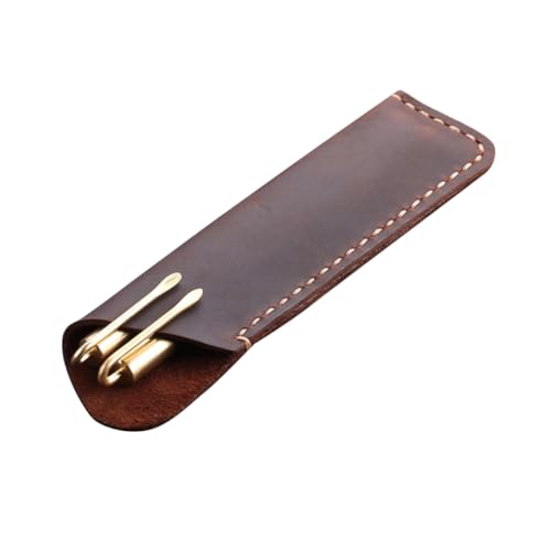 WRITWAA Vintage Leder Pen Pouch Handgenähtes Stiftemäppchen Echtes Rindsleder Pen Case Federtasche für Büro Schule Studium in von WRITWAA