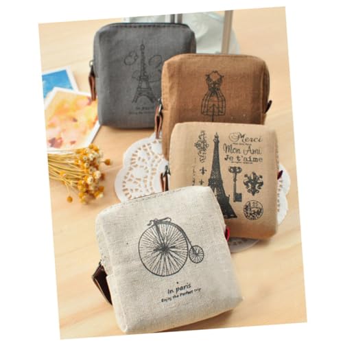 WRITWAA Vintage Retro Damen Mini Canvas ünzgeldbörse Mit Reißverschluss Kleiner Taschenhalter Für Geld Und Schlüssel Perfektes Für Frauen von WRITWAA