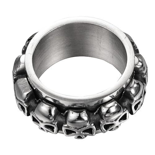 WRITWAA Vintage Skull Ring Drehbar Leichte Party und Halloween Deko Modisches Unisex Accessoire Kreativer Punk Schmuck für Clubnächte von WRITWAA