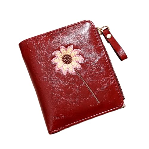 WRITWAA Faltbare Damen Geldbörse Kurze Münztasche Wechseltasche Aus Pu Material Für Bargeld Kreditkarten Visitenkarten Kleine Gegenstände Mit Reißverschluss von WRITWAA