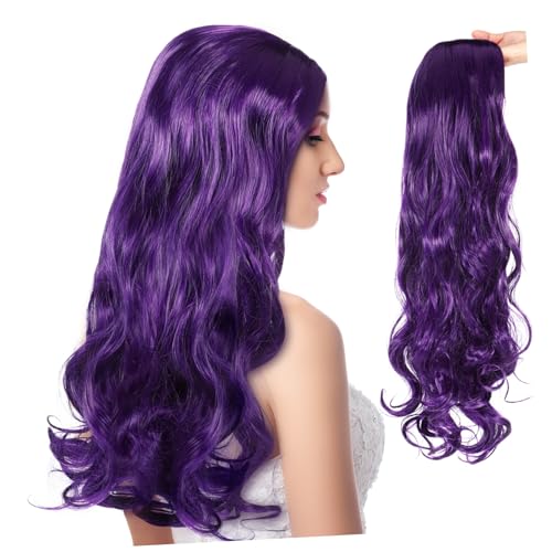 WRITWAA Weibliche Wellenperücke Perücken Synthetisches Haar Asymmetrische Perücken Für Schwarze Frauen Kunsthaarperücken Haarperücken Für Frauen Welliges Haar Violett Hochtemperaturdraht von WRITWAA