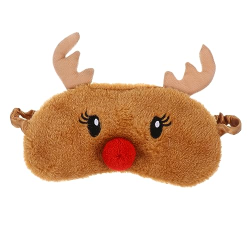 WRITWAA Weiche Flauschige Schlafmaske mit Niedlichem Weihnachts Elch Design Hautfreundlich und Waschbar für Zug Auto und Hotel Lichtblockierend Entspannend für Mädchen und Frauen von WRITWAA