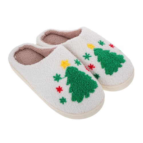 WRITWAA Weiche Weihnachtsbaum Hausschuhe Unisex Kuschelig Warme Pantoffeln Für Zuhause Rutschfeste Winter Slippers Damen Herren Innenbereich von WRITWAA