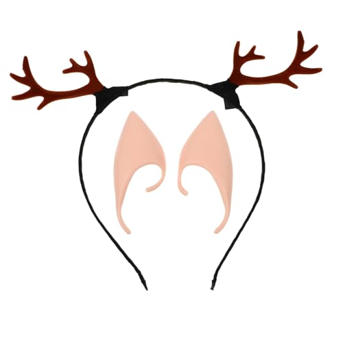 WRITWAA 2er Set Weihnachts Und Halloween Haarreifen Mit Elfenohren Und Geweih Kreatives Kostü Accessoire Für Partys Cosplay Und Festliche Anlässe von WRITWAA